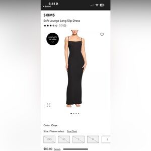 SKIMS
Soft Lounge Long Slip Dress XXS Black EUC